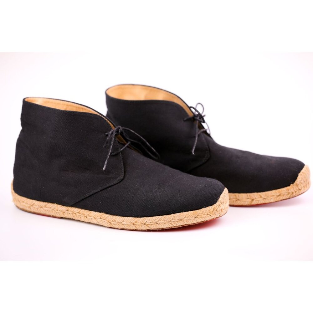 Christian Louboutin Men’s Shoes Espadrille Woven Black - Picture 4 of 7